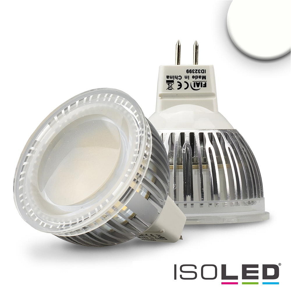 Alvast Dhr Grijp Pin based LED spot MR16 from diffuse glass, 12V AC / DC, GU5.3, 6W 4000K  600lm 120°, not dimmable, frosted - ISOLED