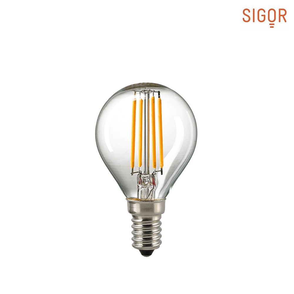 LED Filament Drop lamp, E14, 5W 2700K 2700K, dimmable, clear - SIGOR