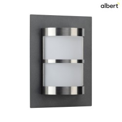 Outdoor Wall luminaire Type No. 6224, IP44, half round, 20 x 26cm, E27 QA55 max. 57W, stainless steel / anthracite / opal