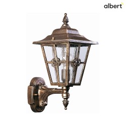 Outdoor Wall luminaire Country style Type No. 1804, standing with wall bracket, IP23, E27, cast alu, glass, brown brass