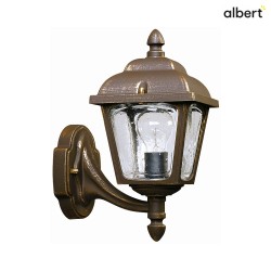 Outdoor Wall luminaire Country style double dome square, Type No. 1812, standing on wall bracket, E27, cast alu, brown brass
