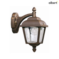 Outdoor Wall luminaire Country style double dome square, Type No. 1813, hanging on wall bracket, E27, cast alu, brown brass
