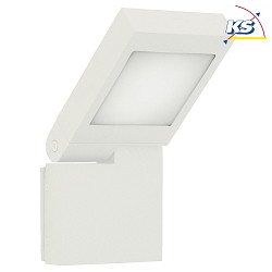 LED Outdoor Wall luminaire Type No. 0111, IP44, 14W 3000K 1400lm, swiveling 90 stepless, cast alu / opal glass, white