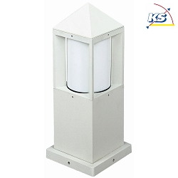 Pedestal luminaire Type No. 0556, IP44, height 38cm, E27 QA55 max. 57W, cast alu / opal glass cylinder, white