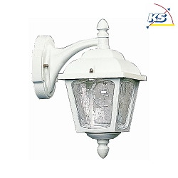 Outdoor Wall luminaire Country style double dome square, Type No. 1813, hanging on wall bracket, IP44, E27, cast alu, white