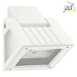 Outdoor LED Floodlight Type No. 2410, IP54, 16W 3000K 1600lm, swiveling, dimmable, cast alu / borosilicate glass, white