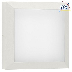 Outdoor LED Wall and Ceiling luminaire Type No. 6562, IP54 IK08, 32 x 32cm, 20W 3000K 2000lm, cast alu, dimmable, white matt