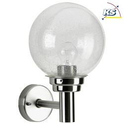 Outdoor Wall luminaire with ball shade  20cm, IP44, E27 QA55 max. 57W, stainless steel polished, Type No. 0226 glass clear