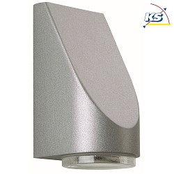 LED Outdoor Wall luminaire Type No. 0671, IP43, 230V AC/DC, 4.5W 3000K 330lm, cast alu / bubble glass clear, silver matt