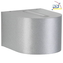 LED Outdoor Wall spot Type No. 2338 - 2-sided, tight/tight, round, IP44, 230V AC/DC,6W 3000K 660lm, lens clear, silver