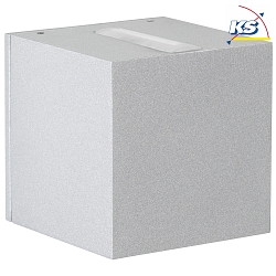 LED Outdoor Wall spot Type No. 2371 - 2-sided, tight/wide, square, IP44, 230V AC/DC, 2x 3W 3000K 330lm, lens + glass, silver