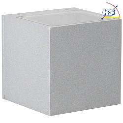 LED Outdoor Wall spot Type No. 2372 - 2-sided, wide/wide, square, IP44, 230V AC/DC, 2x 3W 3000K 330lm, glass, silver
