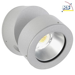 LED Outdoor Wall spot Type No. 2389, IP54, 12W 3000K 1200lm 30, rotatable, swiveling, dimmable, cast alu, silver matt