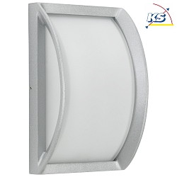 Outdoor Wall and Ceiling luminaire Type No. 6289, arched, 18.5 x 28.5cm, IP44, E27 QA55 max. 57W, cast alu / glass, silver