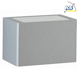 LED Outdoor Wall luminaire Type No. 6367, 2-sided, square, IP44, width 15cm, 2x LED 5.8W 430lm, cast alu / glass, silver matt
