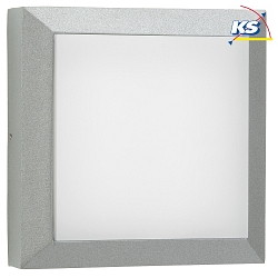 Outdoor LED Wall and Ceiling luminaire Type No. 6560, IP54 IK08, 19 x 19cm, 8W 3000K 880lm, cast alu, dimmable, silver