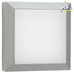 Outdoor LED Wall and Ceiling luminaire Type No. 6562, IP54 IK08, 32 x 32cm, 20W 3000K 2000lm, cast alu, dimmable, silver matt