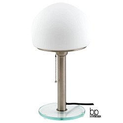 Lampe de table RETRO avec chane d'interrupteur  tirette E27 IP20, dgager, mat, nickel bross, opale 