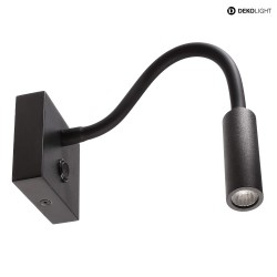 Luminaire mural BRAHE I avec interrupteur, avec bras flexible IP20, noir  