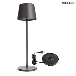 Lampe de table  accu BUNDLE CANIS lot de 1, avec chargeur IP65, gris fonc, mat gradable