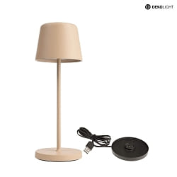 Lampe de table  accu BUNDLE CANIS MINI lot de 1, avec chargeur IP65, beige, mat gradable