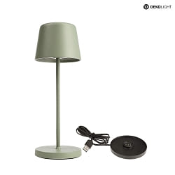 Lampe de table  accu BUNDLE CANIS MINI lot de 1, avec chargeur IP65, vert, mat gradable