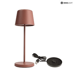 Lampe de table  accu BUNDLE CANIS MINI lot de 1, avec chargeur IP65, mat, terre cuite gradable