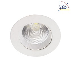 LED Recessed Downlight, 7W, 3000K, 600lm, IP20, swivelling, white