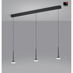 pendant luminaire FLUTE 3 flames IP20, satined, black chrome dimmable
