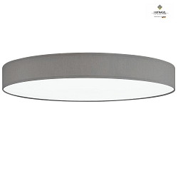 LED ceiling luminaire LUNA,  30cm, 22W 4000K 2000lm, white fabric cover below, dimmable, light grey chintz