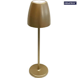 Lampe de table  accu TAVOLA PREMIUM avec connexion USB, avec variateur tactile, fixation magntique IP54, or gradable