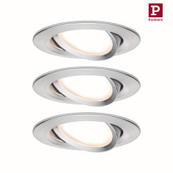 Lumire encastre NOVA PLUS COIN rond, pivotant, lot de 3 IP23, aluminium gradable 3x6,8W 2.700K