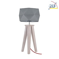 Table luminaire  FINJA, 51cm, E27 max. 60W, oak white / anthracite shade / red cable