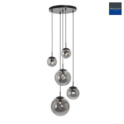 Luminaire  suspension BOLLIQUE 5 flammes, rond E27 IP20, noir mat gradable